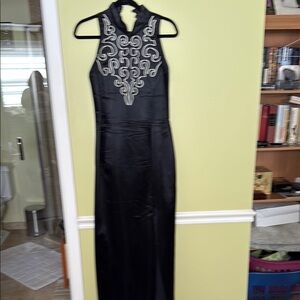 Gunne Sax Black Halter Sheath Formal Dress